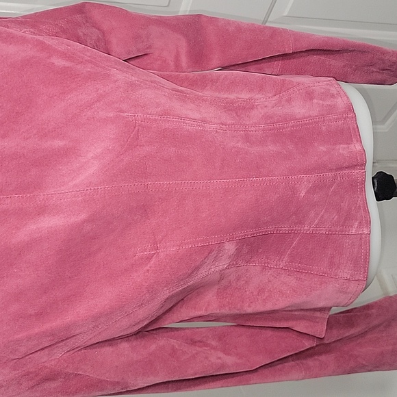 Ideology Pink Rose Leather Blazer Jacket One Button Closure Large - Picture 8 of 12